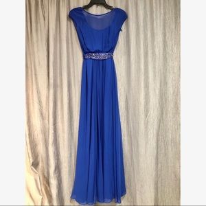 Coast Royal Blue Beaded Belt Gown